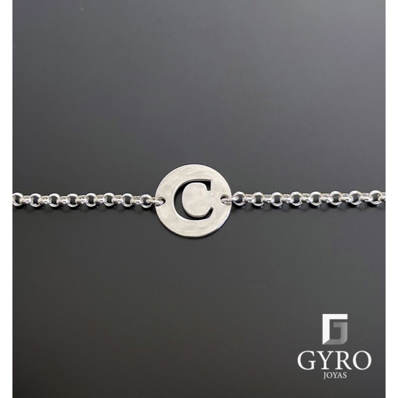 Pulsera inicial plata de ley