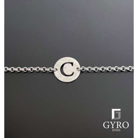 Pulsera inicial plata de ley