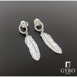 Pendientes pluma plata de ley