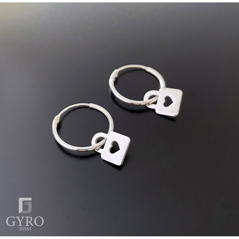 Pendientes candado plata de ley