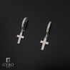 Pendientes cruz con aro plata de ley