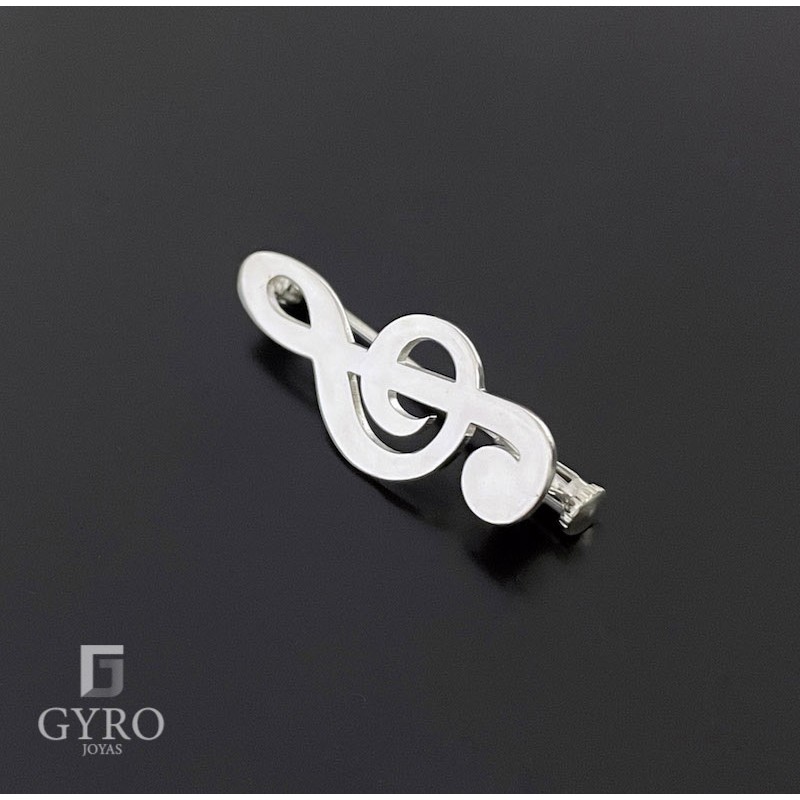 Alfiler Clave de Sol Plata de ley