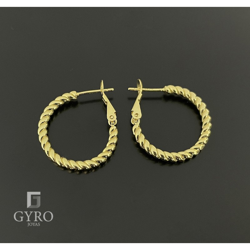 Aros trenzados plata de ley chapada en oro