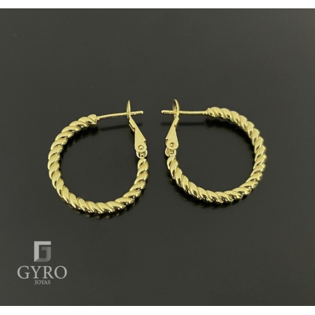Aros trenzados plata de ley chapada en oro