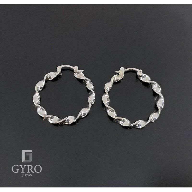 Aros trenzados plata de ley